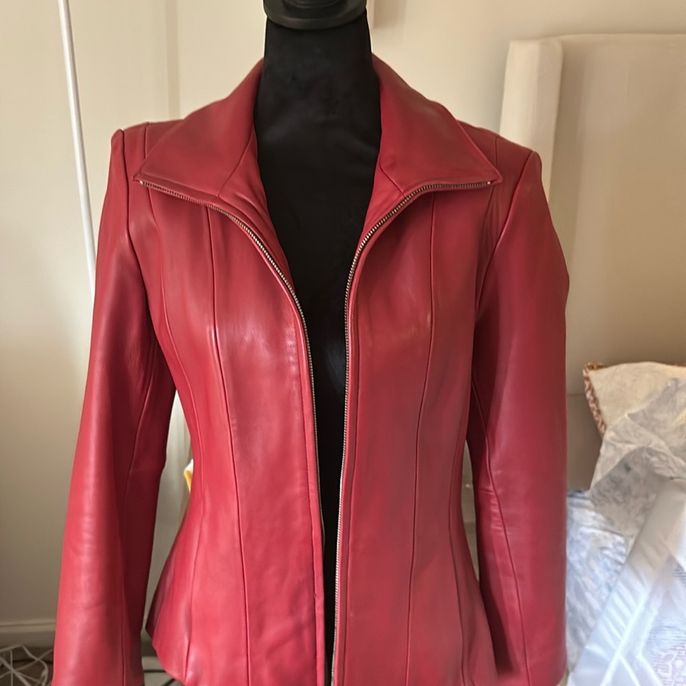 Avanti Red Leather Jacket Sleek Tailored Fit
